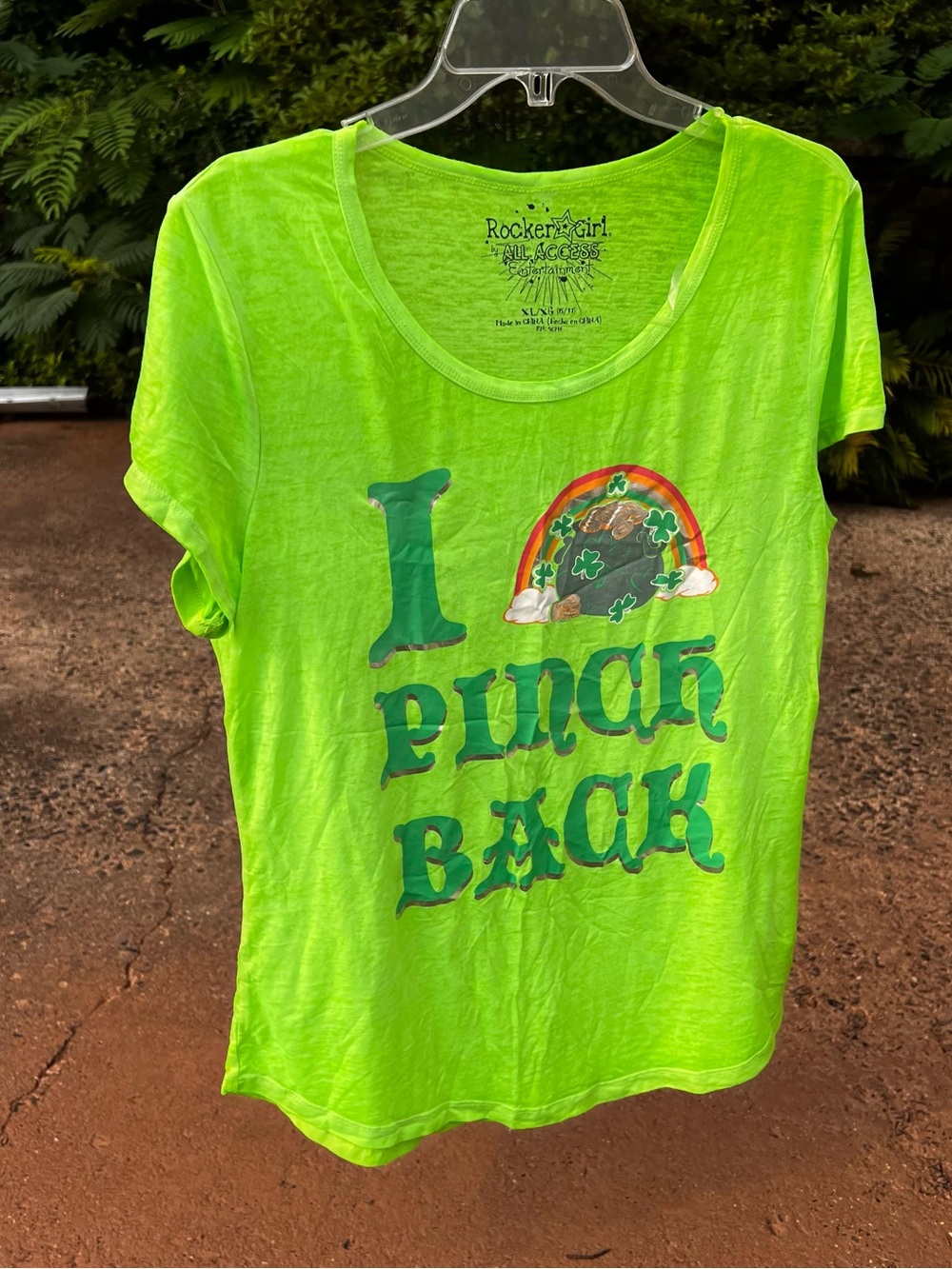 ALL ACCESS Neon Lime Green St Paddy’s "I Pinch Back" Short Sleeve Tee